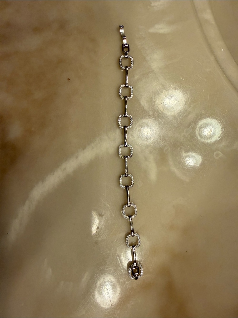 Dazzling Silver-Tone Crystal Link Bracelet - Women Jewelry